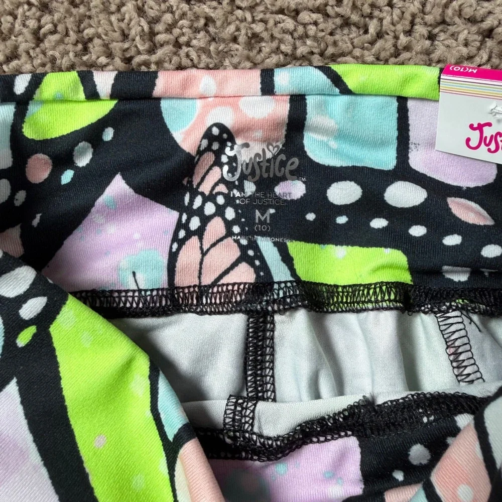 Justice Ankle Leggings Bundle Butterfly Tie Dye girls medium 10 NEW dance bright